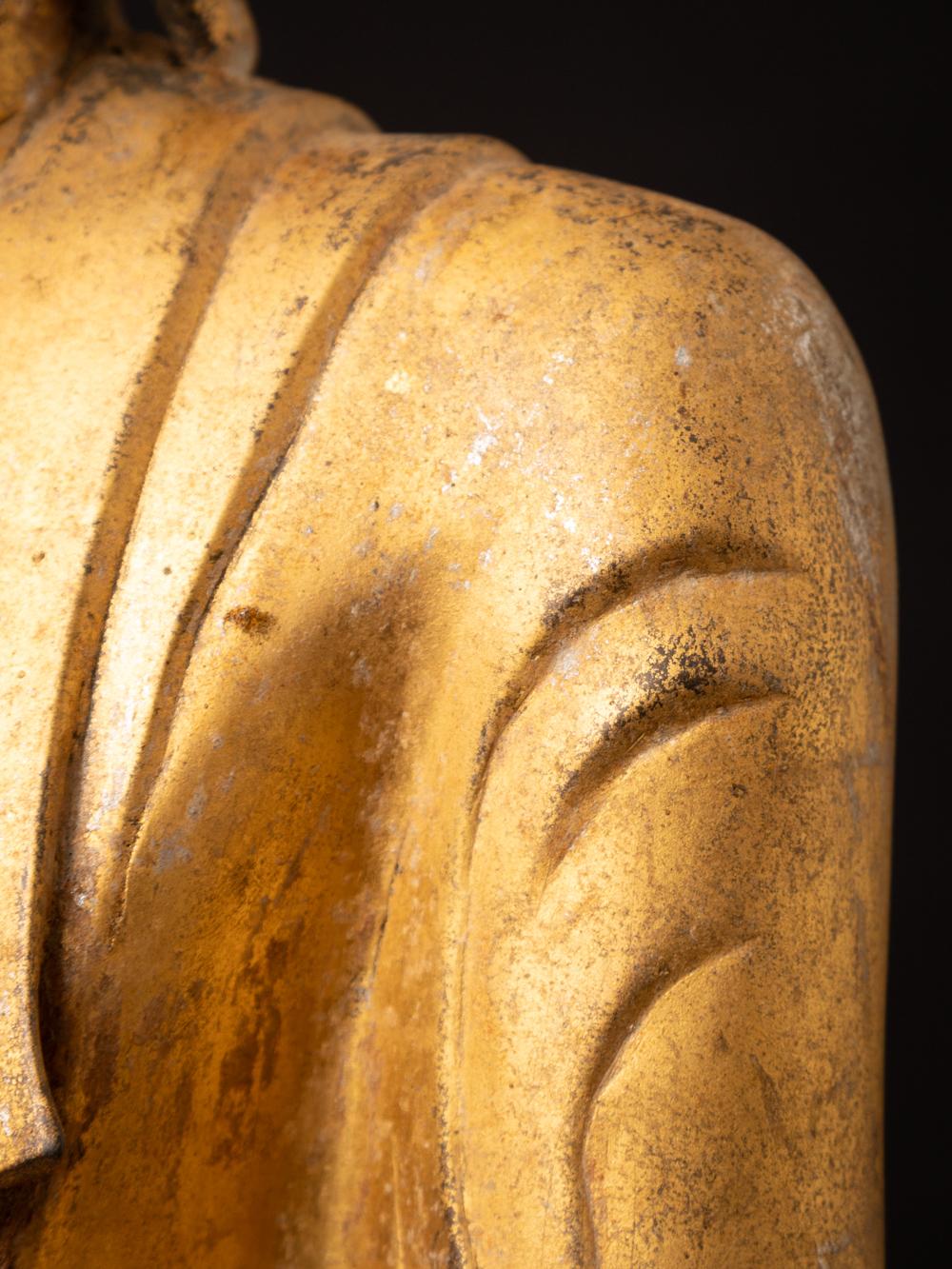 19th century antique bronze Burmese Mandalay Buddha in Bhumisparsha Mudra For Sale 5