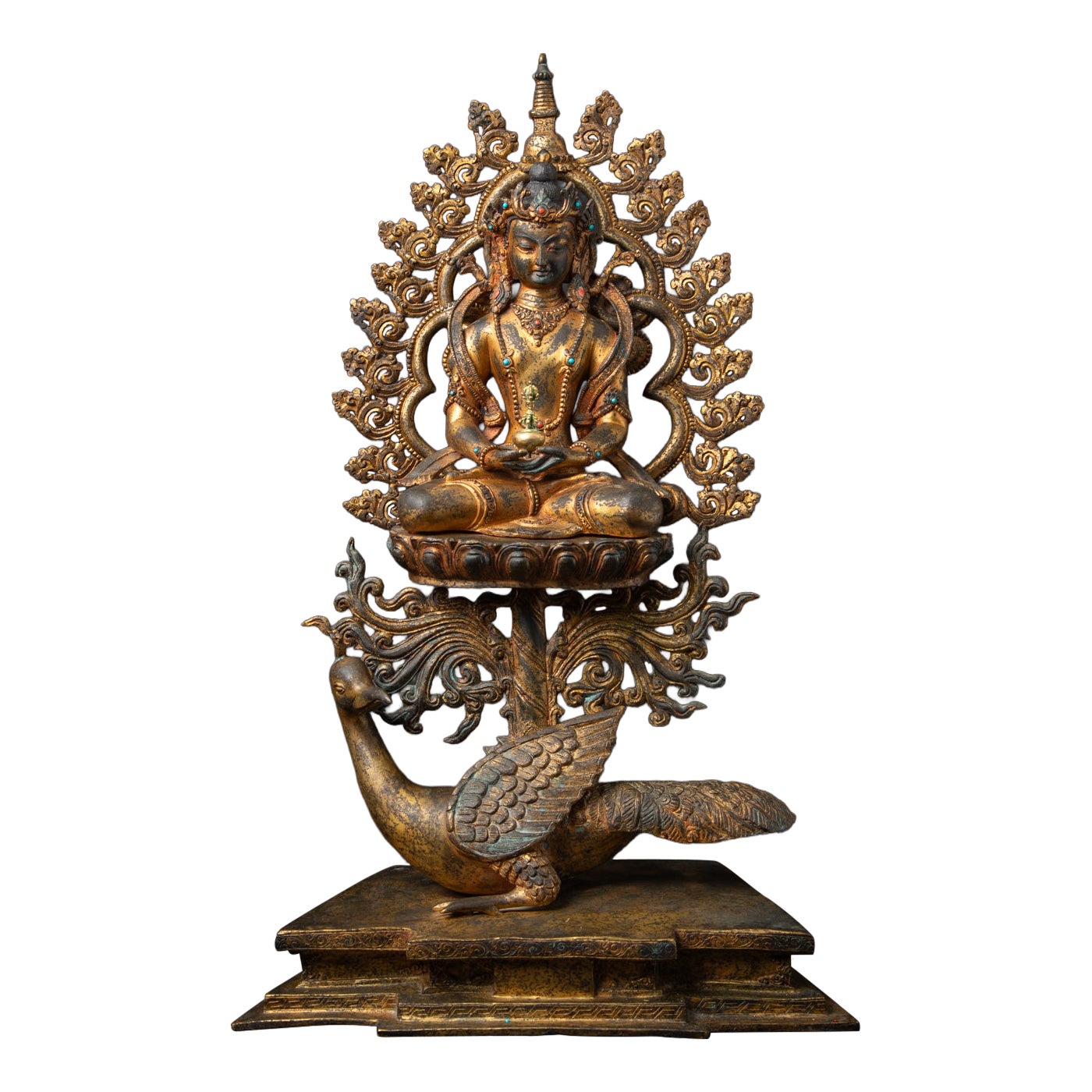 19th century Antique bronze Nepali Buddha statue from Nepal