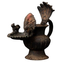 19th century Antique bronze Nepali Oil lamp (Sukunda) with Ganesha figure