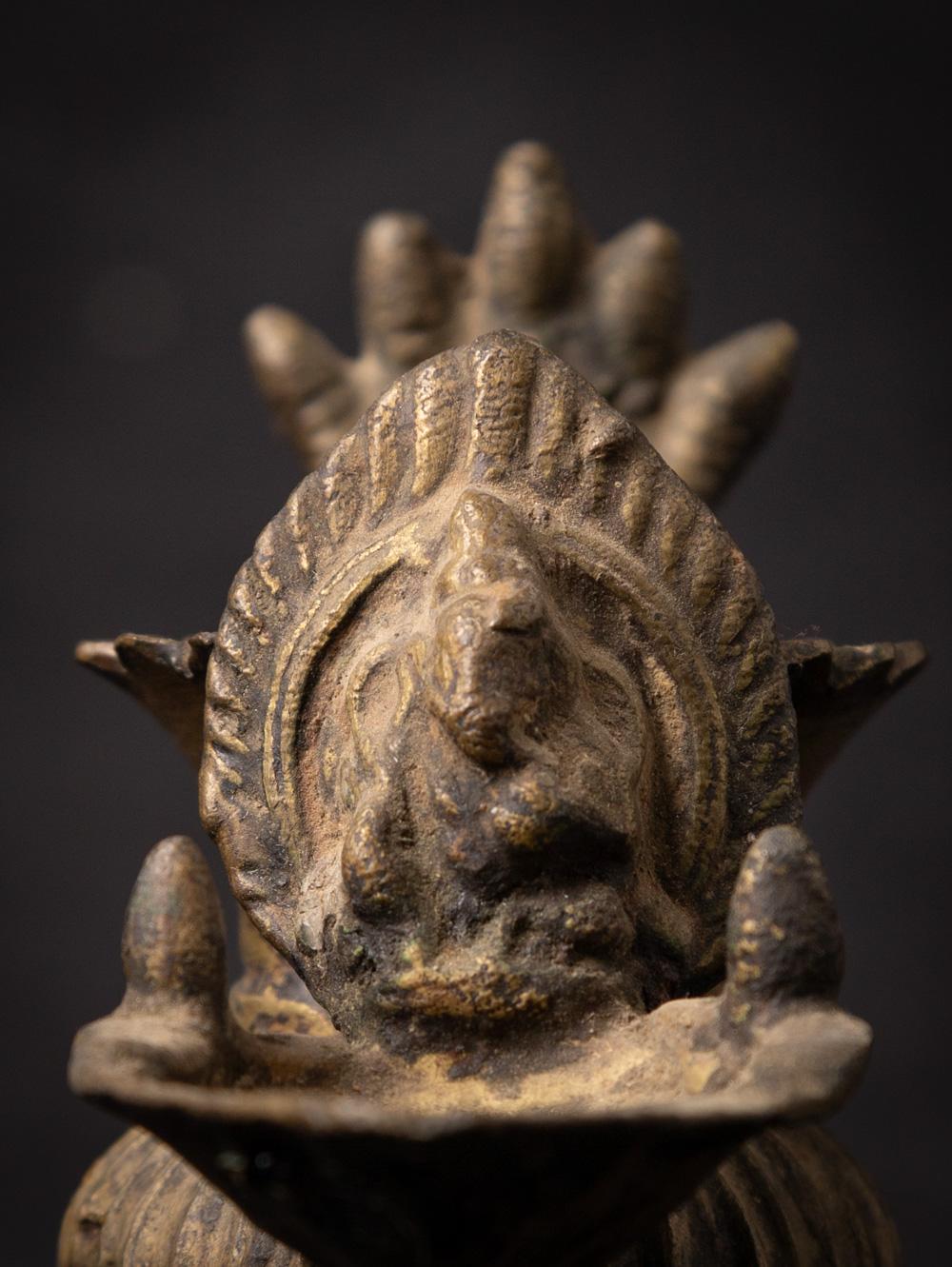 Lampe à huile népalaise en bronze du 19ème siècle avec figure de Ganesha - OriginalBuddhas 1