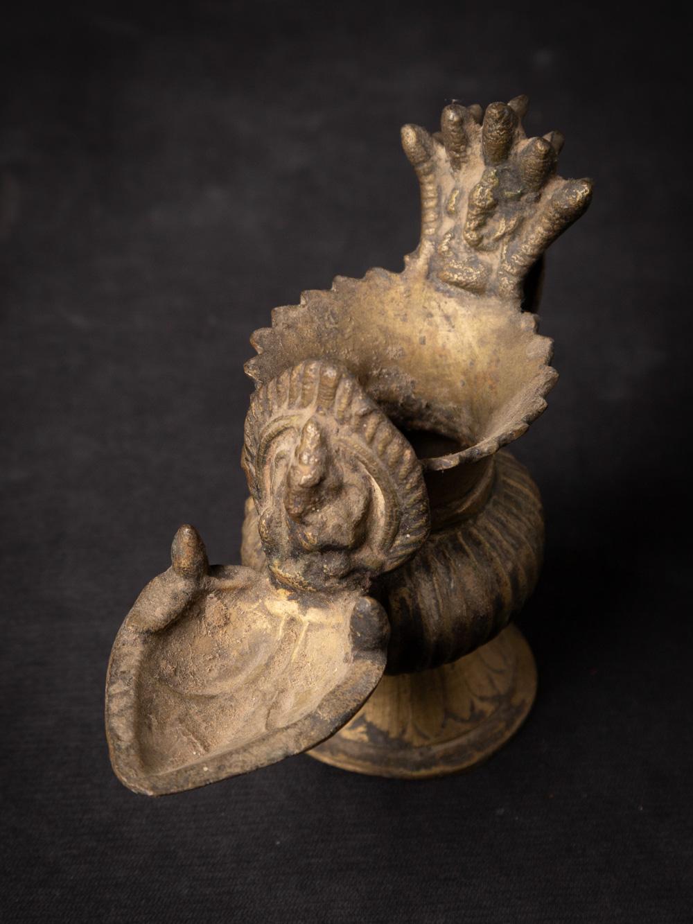 Lampe à huile népalaise en bronze du 19ème siècle avec figure de Ganesha - OriginalBuddhas 3