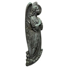 19th Century Antique Bronze Praying Angel Arms Crossed