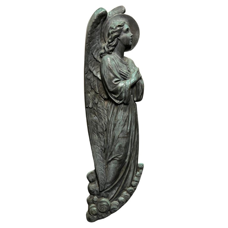 19th Century Antique Bronze Praying Angel Arms Crossed For Sale at 1stDibs