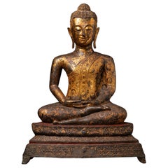 19. Jahrhundert Antike Bronze Thai Rattanakosin Buddha aus Thailand