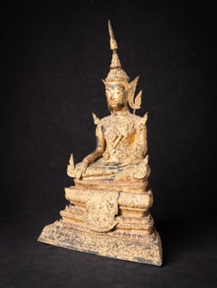 19th century antique bronze Thai Rattanakosin Buddha in Bhumisparsha Mudra