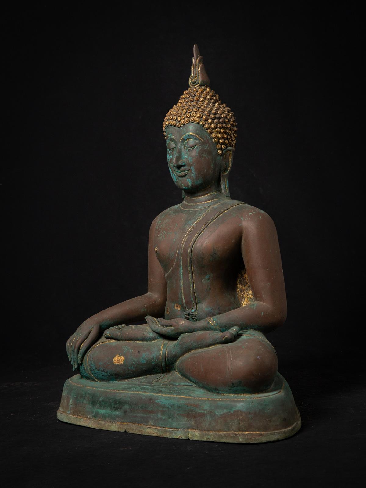 Bronze 19th century Antique bronze Thai Sukhothai Buddha statue in Bhumisparsha Mudra For Sale