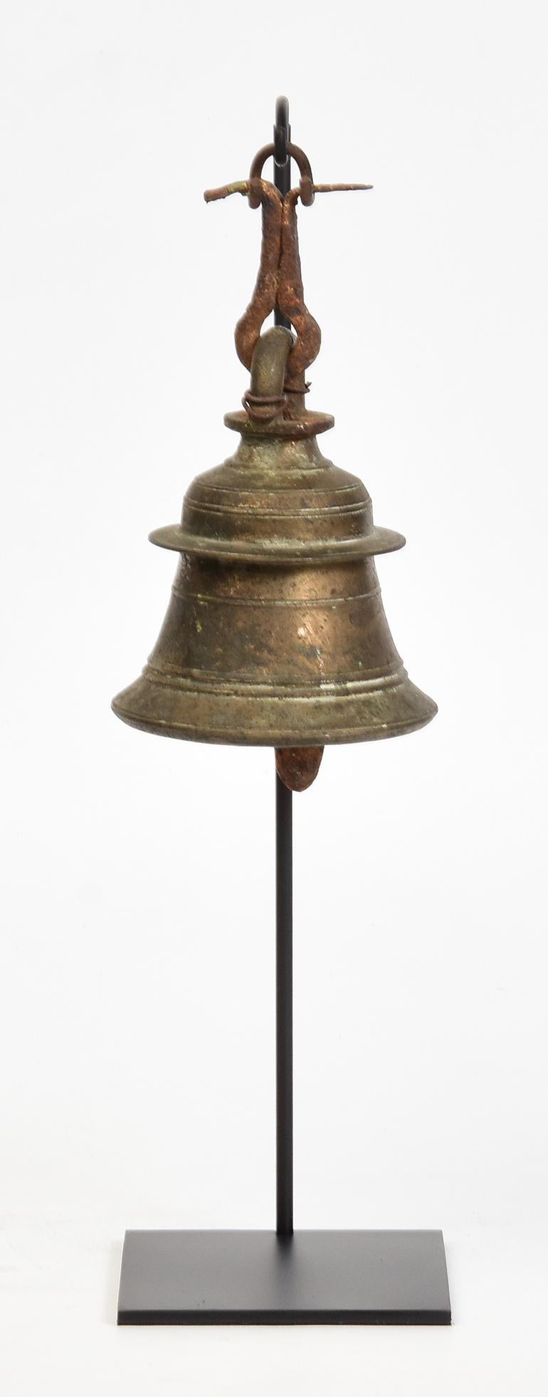 19th Century, Antique Burmese Bronze Bell with Stand For Sale 5