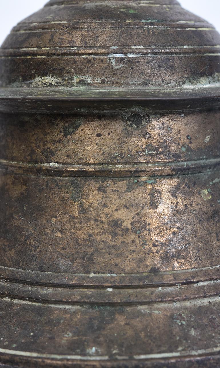 19th Century, Antique Burmese Bronze Bell with Stand For Sale 5