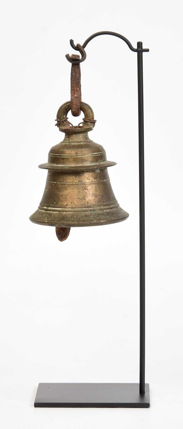 19th Century, Antique Burmese Bronze Bell with Stand For Sale 1