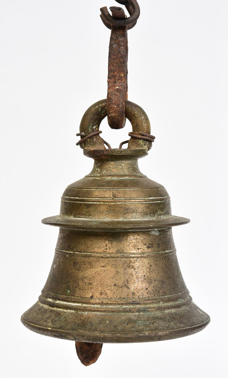 19th Century, Antique Burmese Bronze Bell with Stand For Sale 2