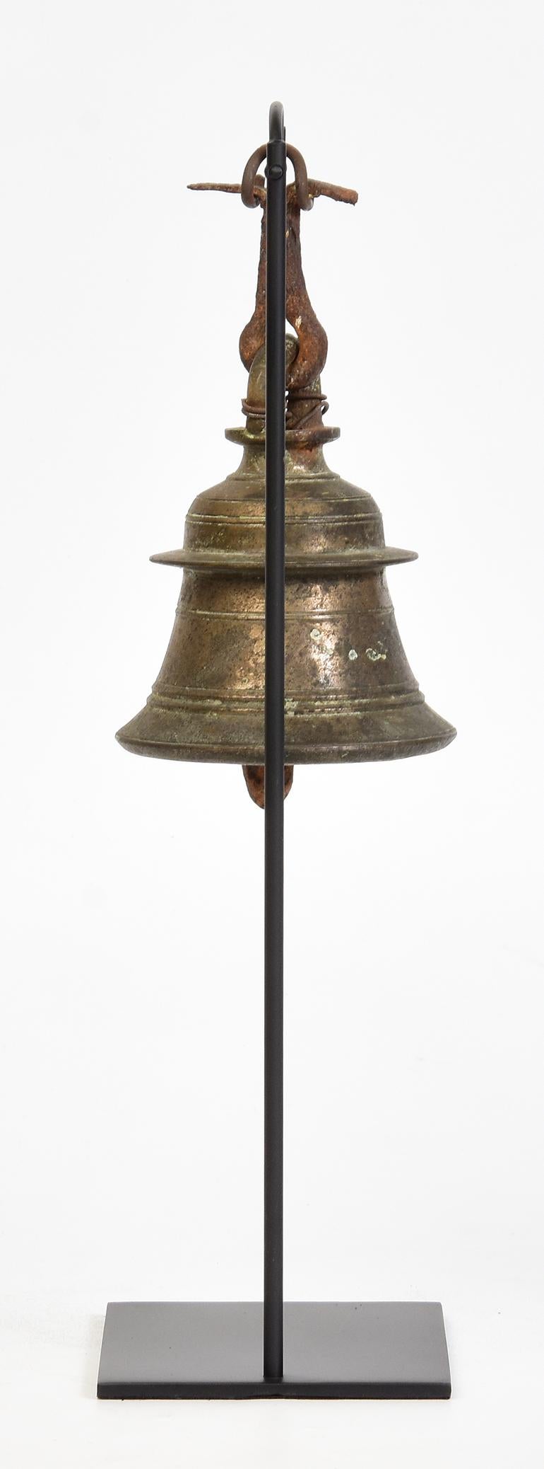 19th Century, Antique Burmese Bronze Bell with Stand For Sale 3