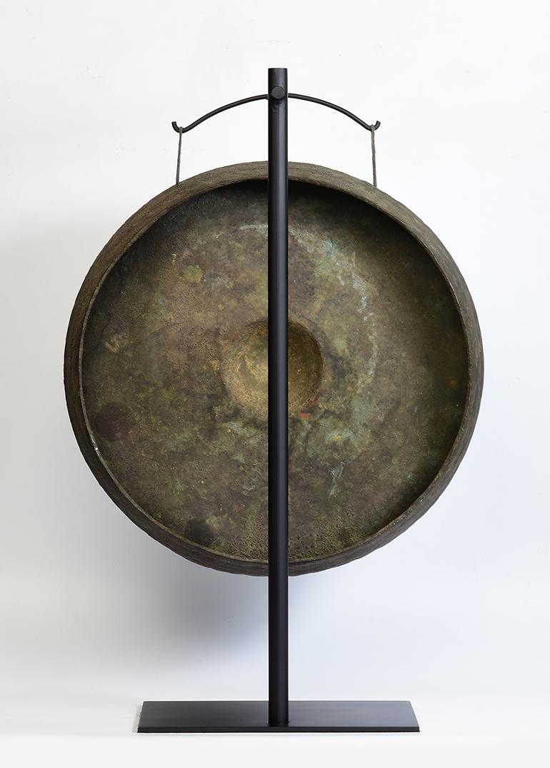 19th Century, Antique Burmese Bronze Gong with Stand 3