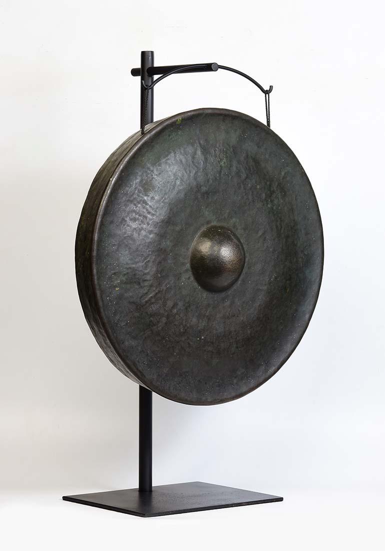 19th Century, Antique Burmese Bronze Gong with Stand 7