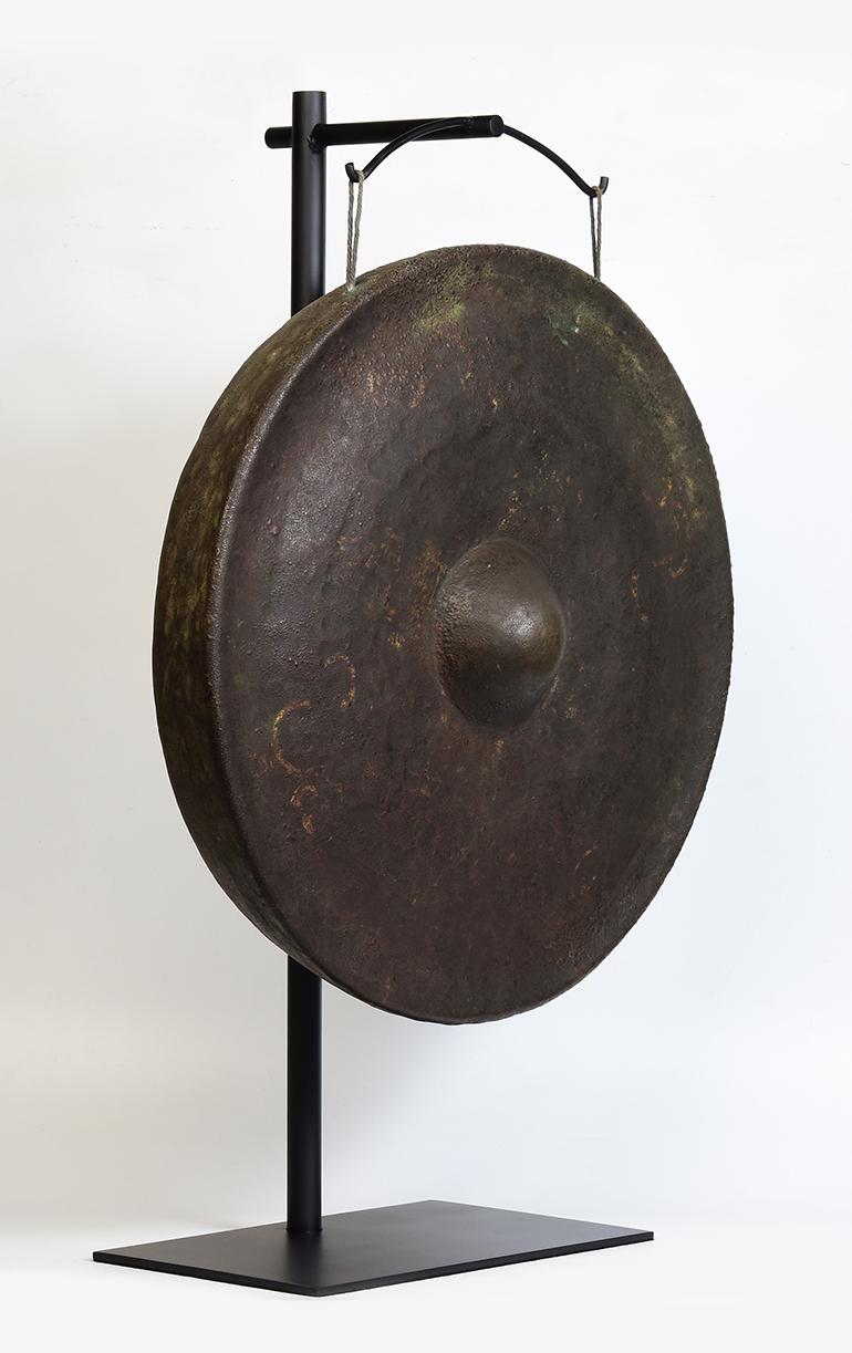 19th Century, Antique Burmese Bronze Gong with Stand 5