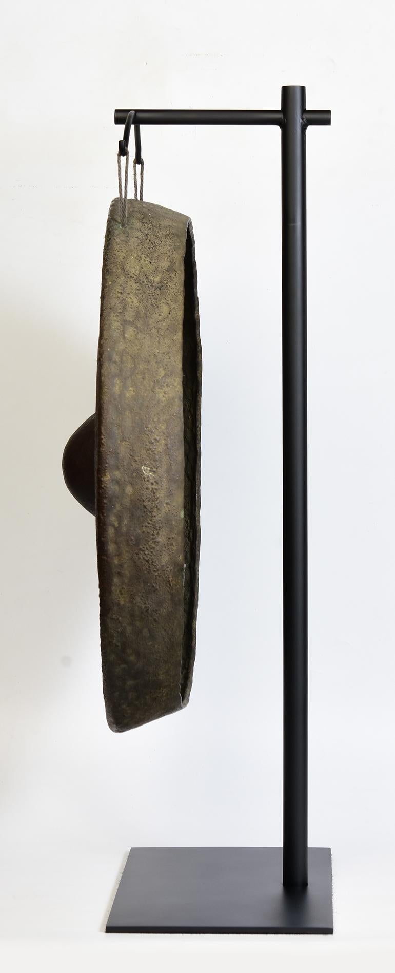 19th Century, Antique Burmese Bronze Gong with Stand 1