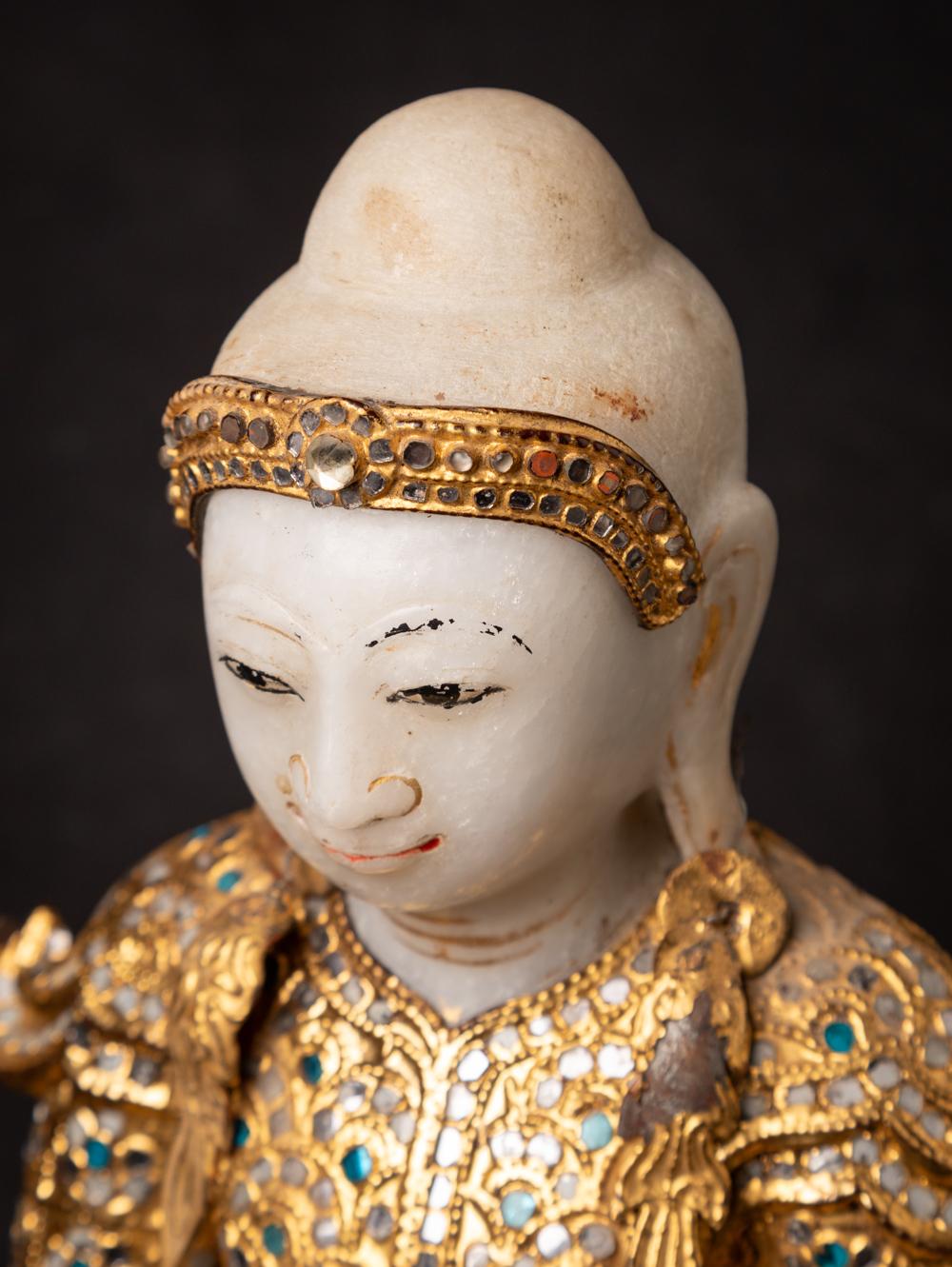 19th century Antique Burmese crowned Buddha statue in Bhumisparsha Mudra 9