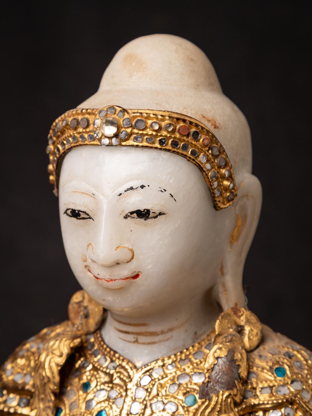 19th century Antique Burmese crowned Buddha statue in Bhumisparsha Mudra 10