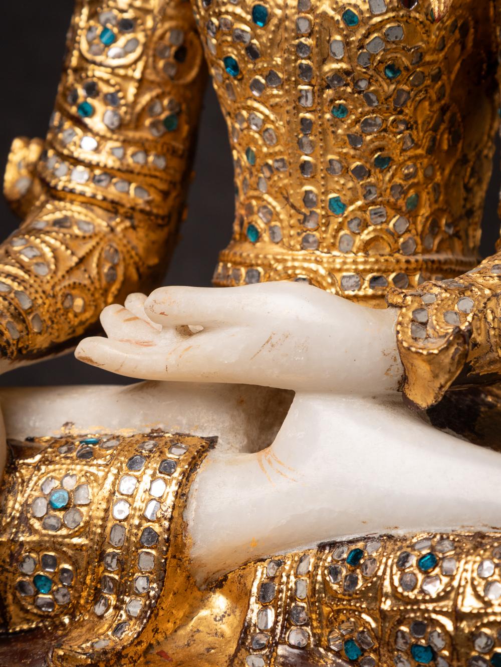 19th century Antique Burmese crowned Buddha statue in Bhumisparsha Mudra 12