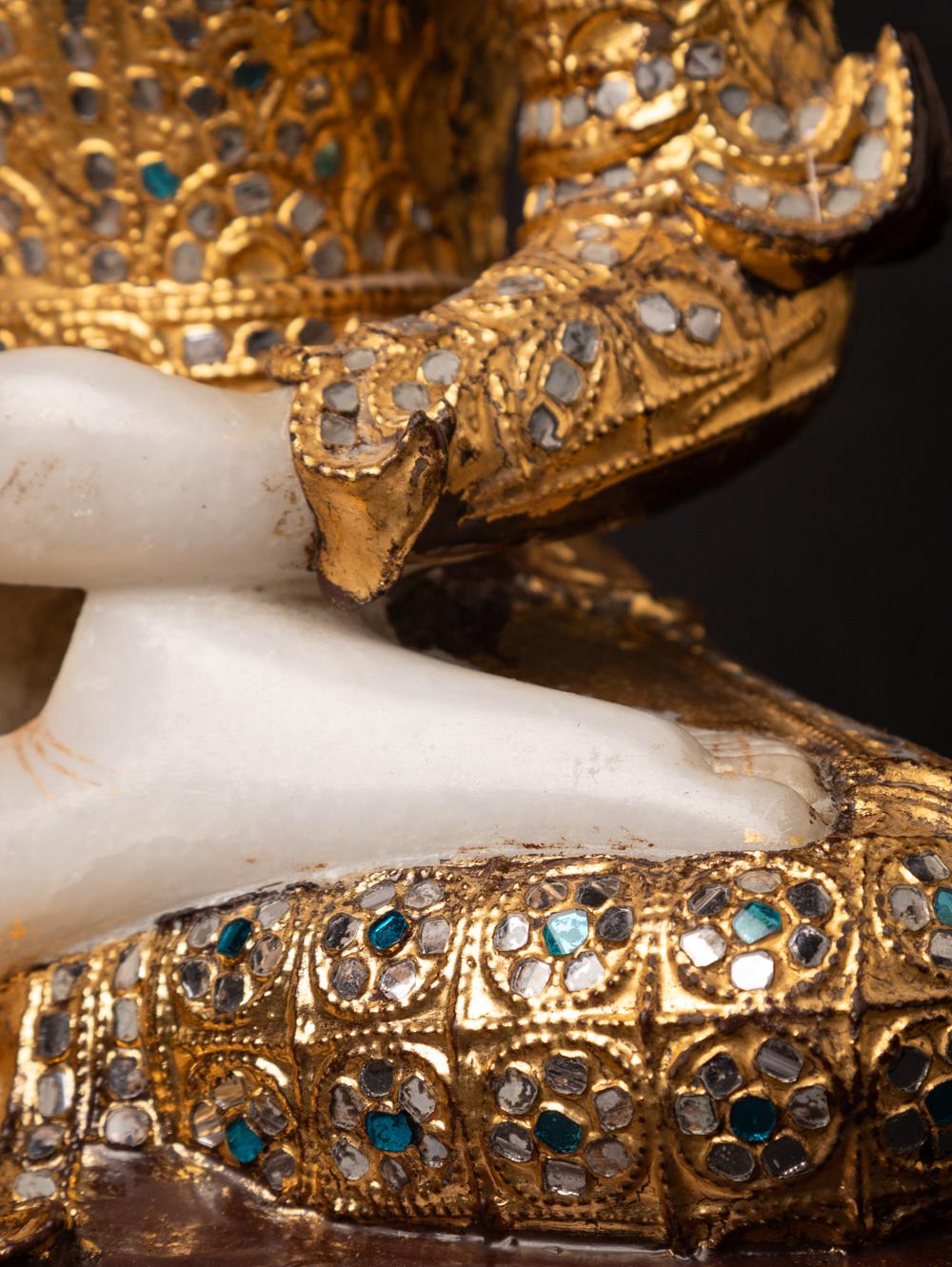 19th century Antique Burmese crowned Buddha statue in Bhumisparsha Mudra 13