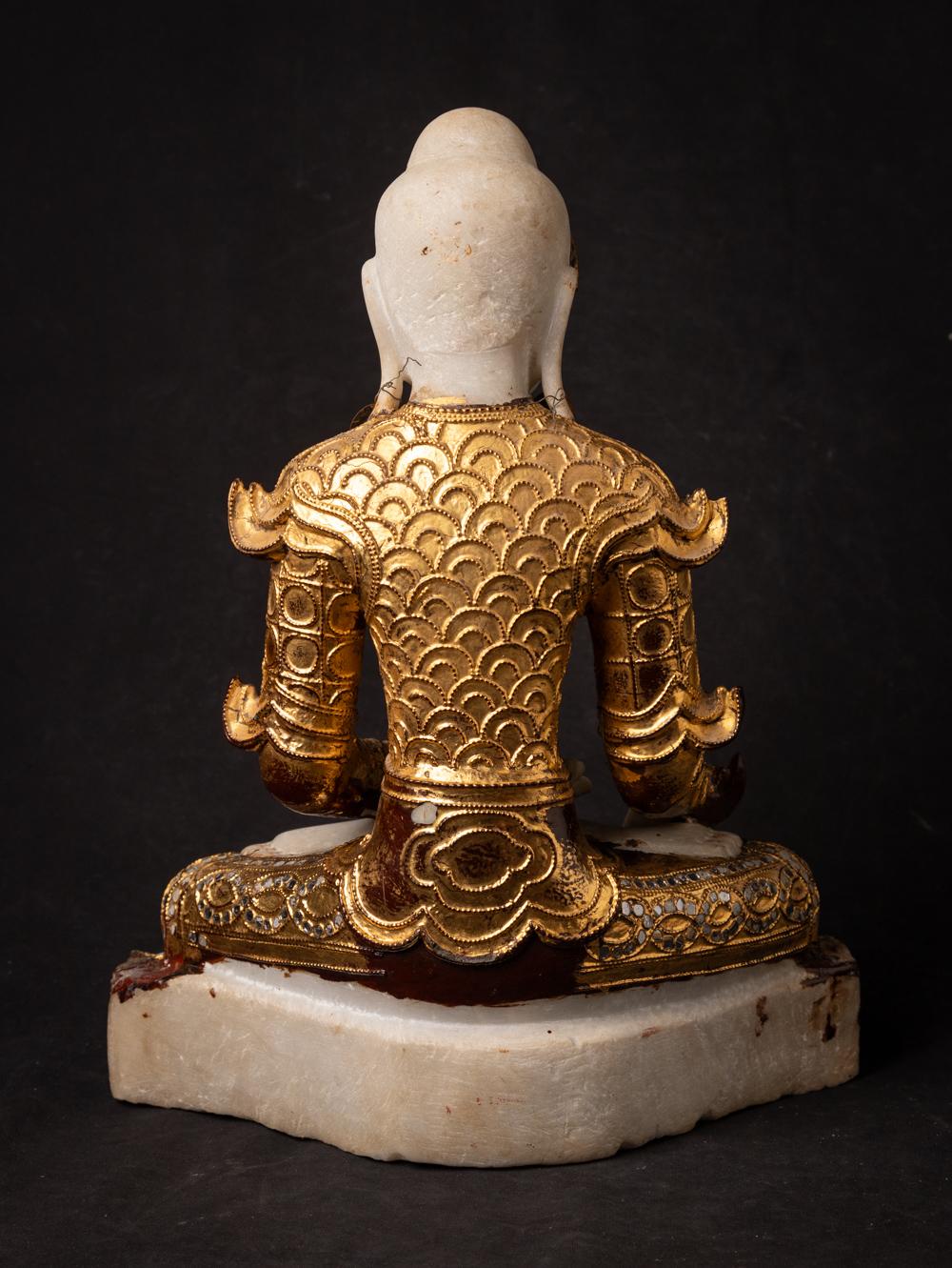 19th century Antique Burmese crowned Buddha statue in Bhumisparsha Mudra 15