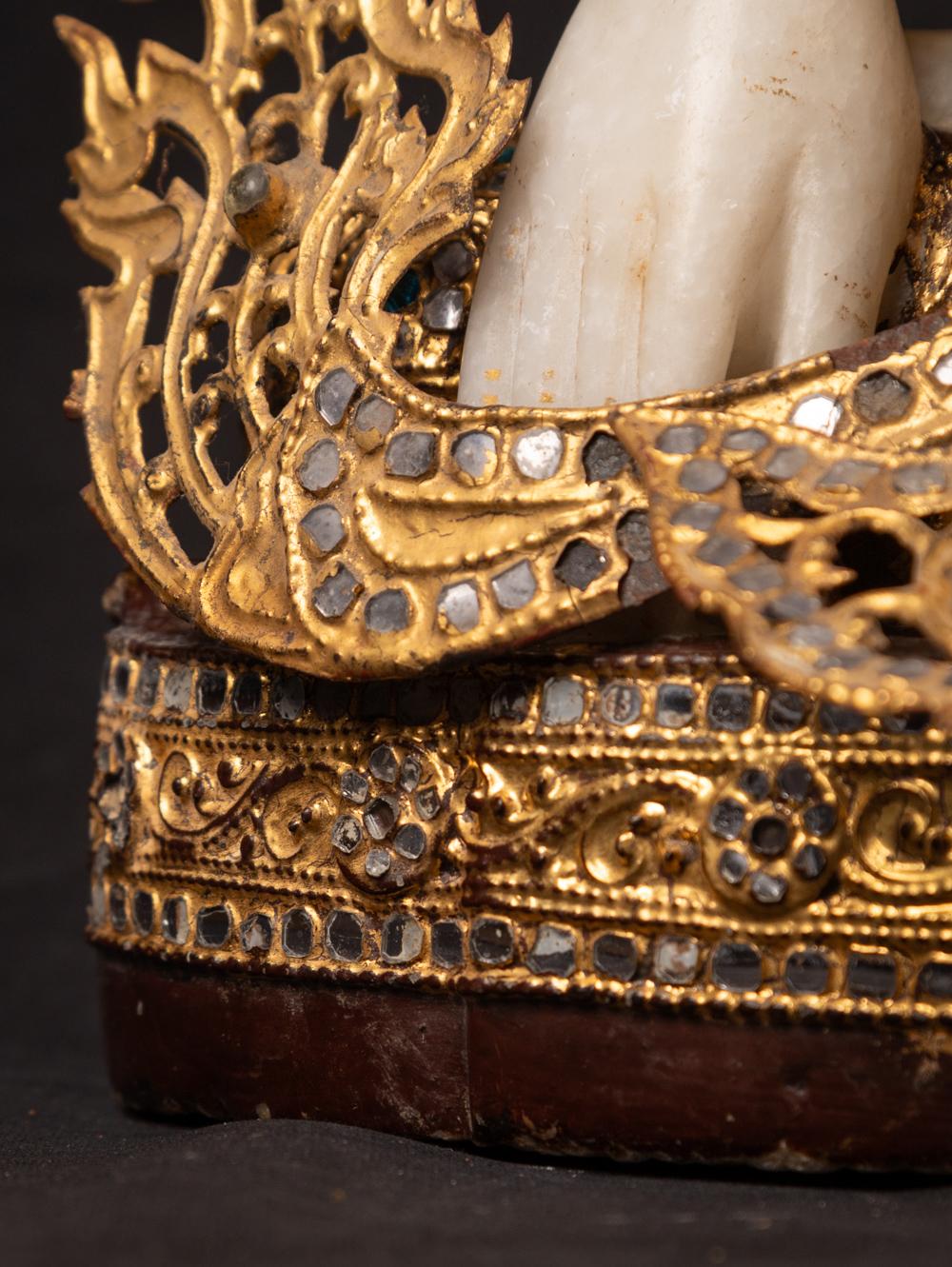 19th century Antique Burmese crowned Buddha statue in Bhumisparsha Mudra 2