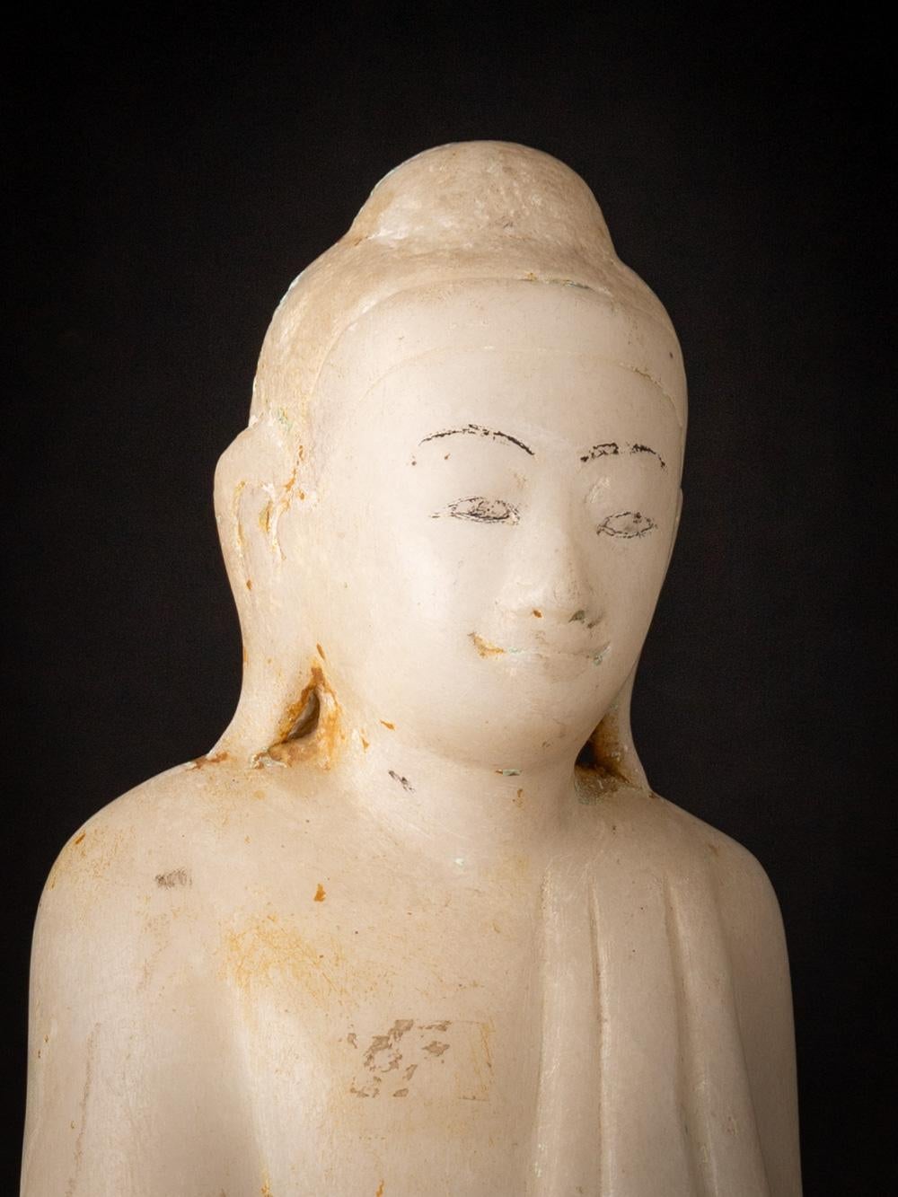 19th century antique Burmese marble Buddha statue in Mandalay style 5