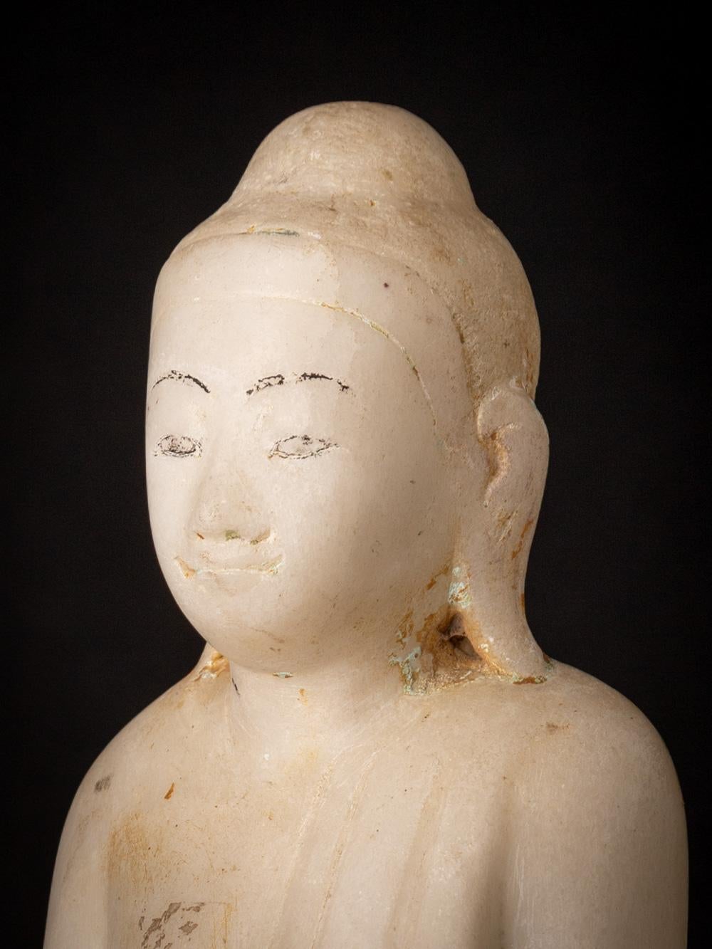 19th century antique Burmese marble Buddha statue in Mandalay style 7