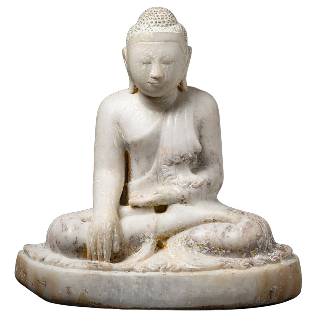 statue de Bouddha Mandalay en marbre birman ancien du 19ème siècle