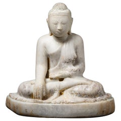 19th century Antique Burmese marble Mandalay Buddha statue from Burma