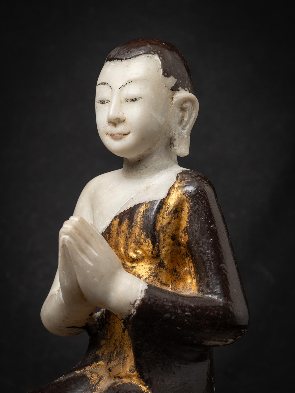 19th century Antique Burmese marble monk statue from Burma For Sale at ...