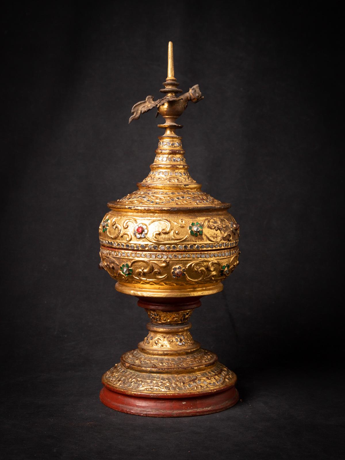 19th Century Antique Burmese offering vessel with Hintha bird  OriginalBuddhas 12