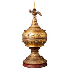 19th Century Antique Burmese offering vessel with Hintha bird  OriginalBuddhas