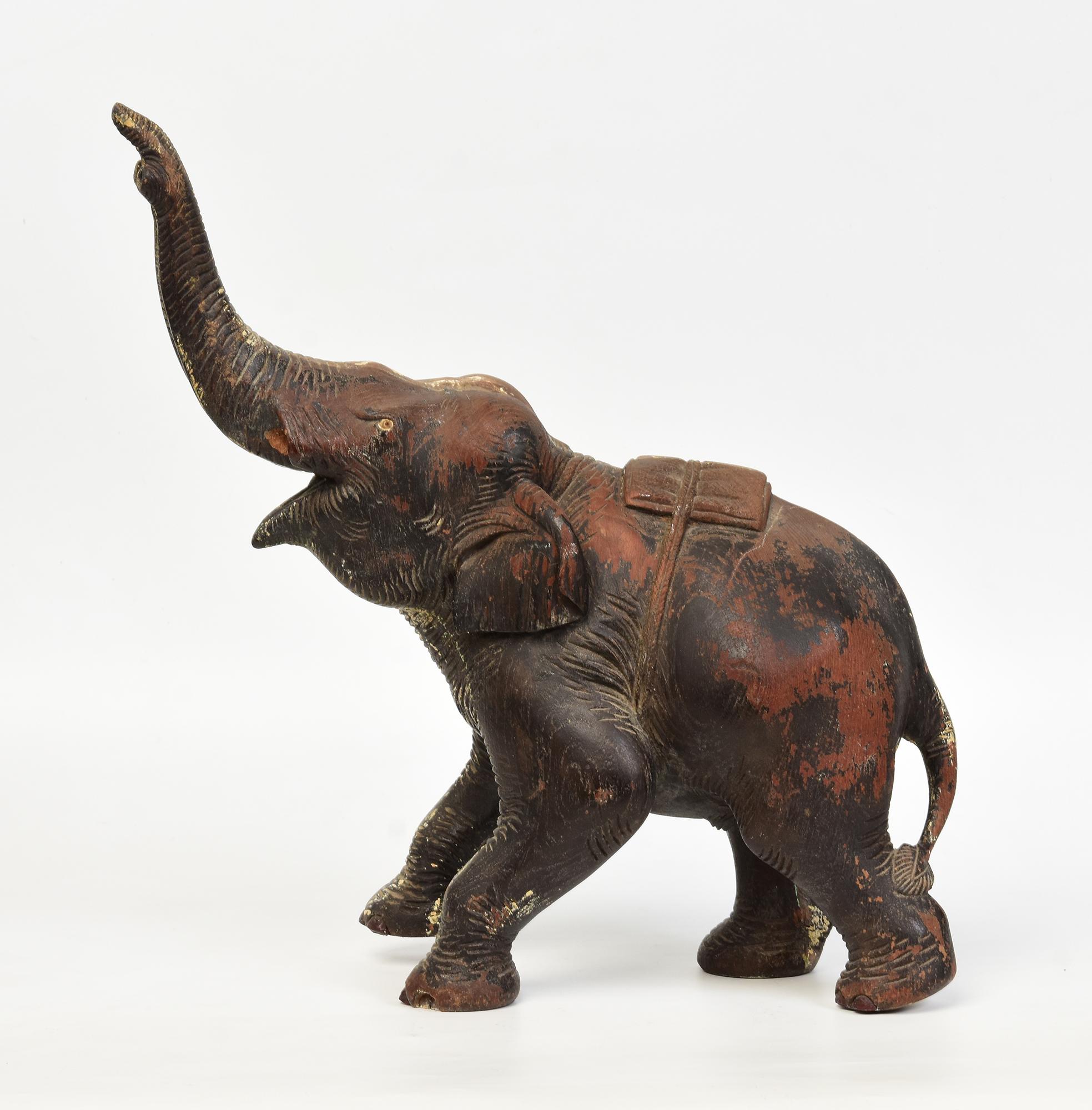 Hand-Carved 19th Century, Antique Burmese Wooden Animal Elephant For Sale