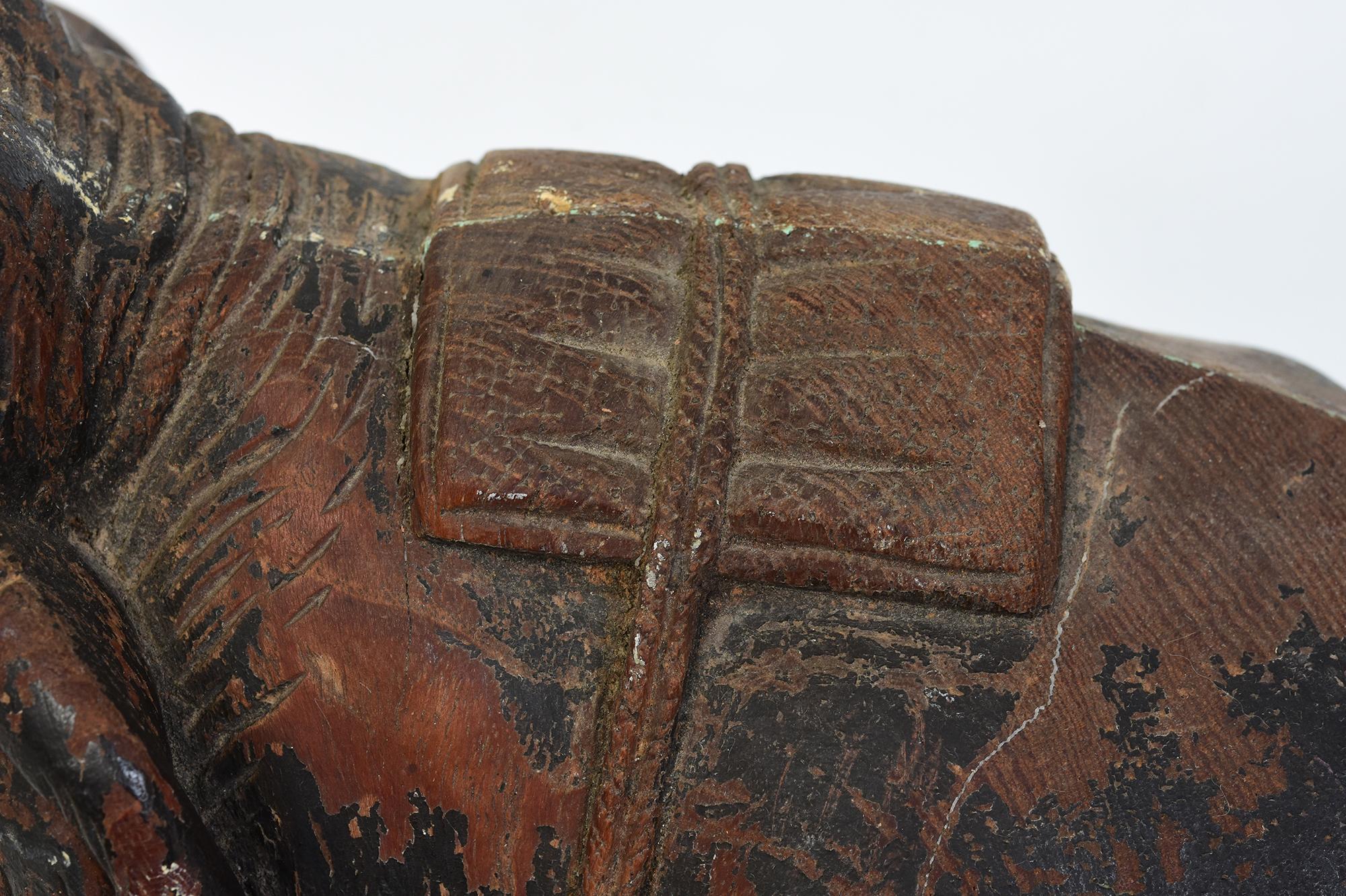 19th Century, Antique Burmese Wooden Animal Elephant In Good Condition For Sale In Sampantawong, TH