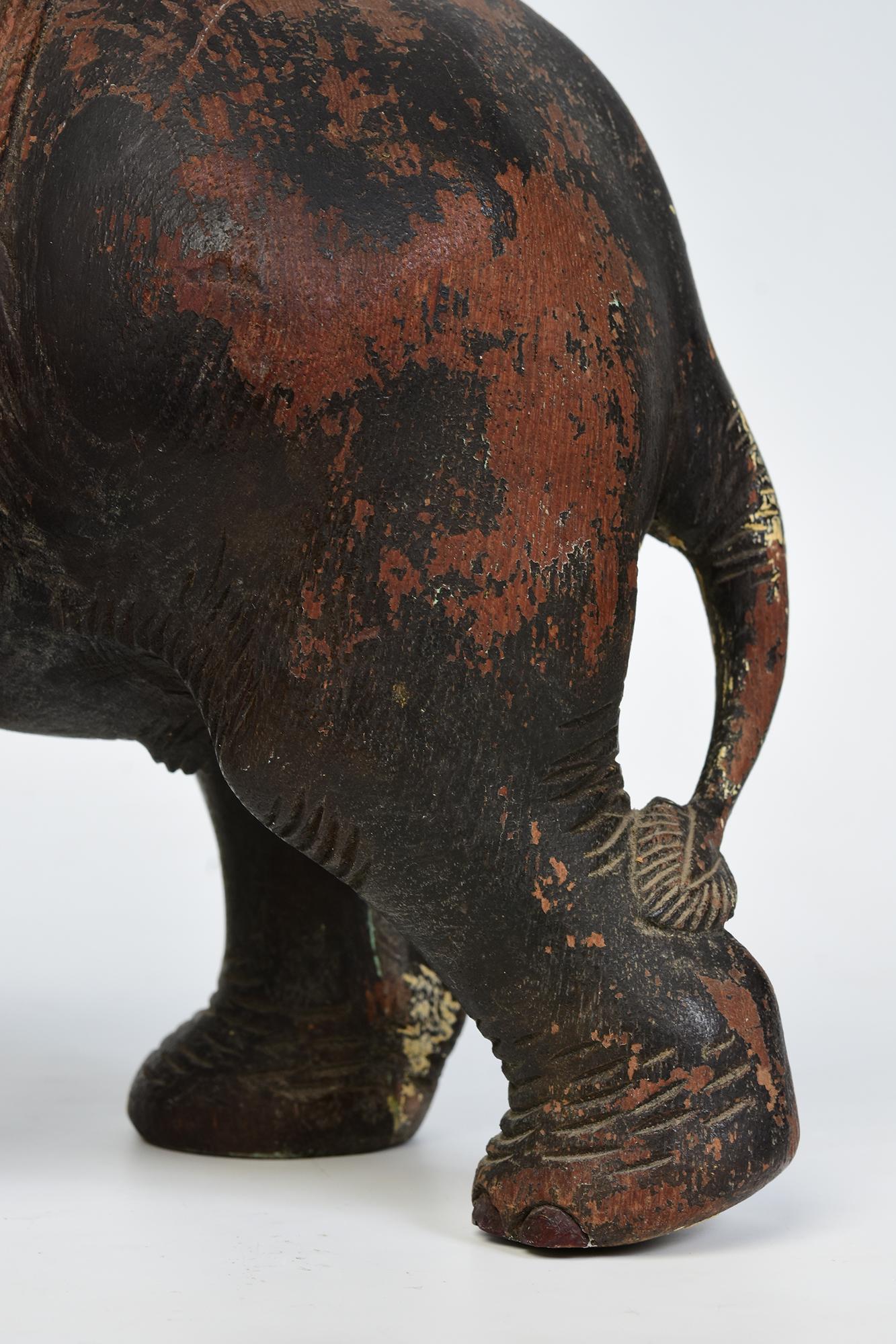 19th Century, Antique Burmese Wooden Animal Elephant For Sale 2