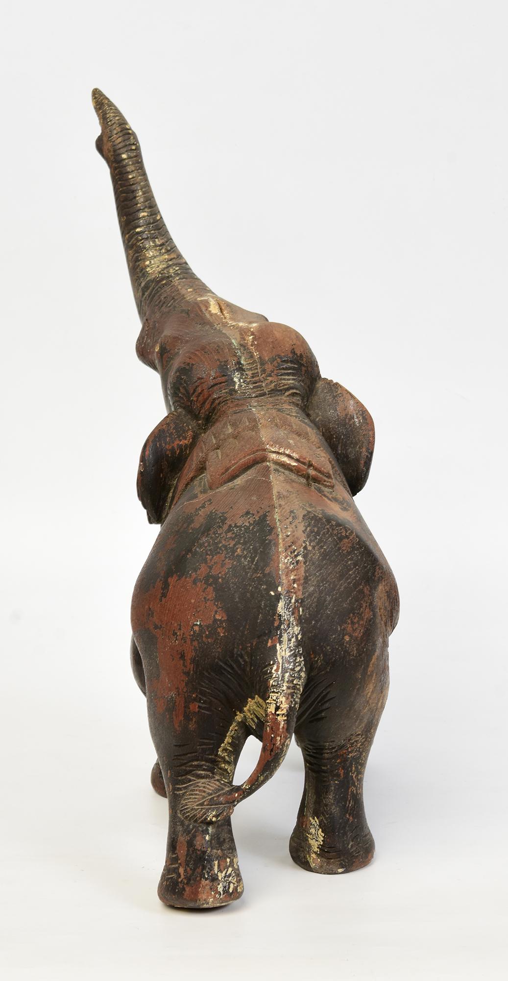 19th Century, Antique Burmese Wooden Animal Elephant For Sale 3