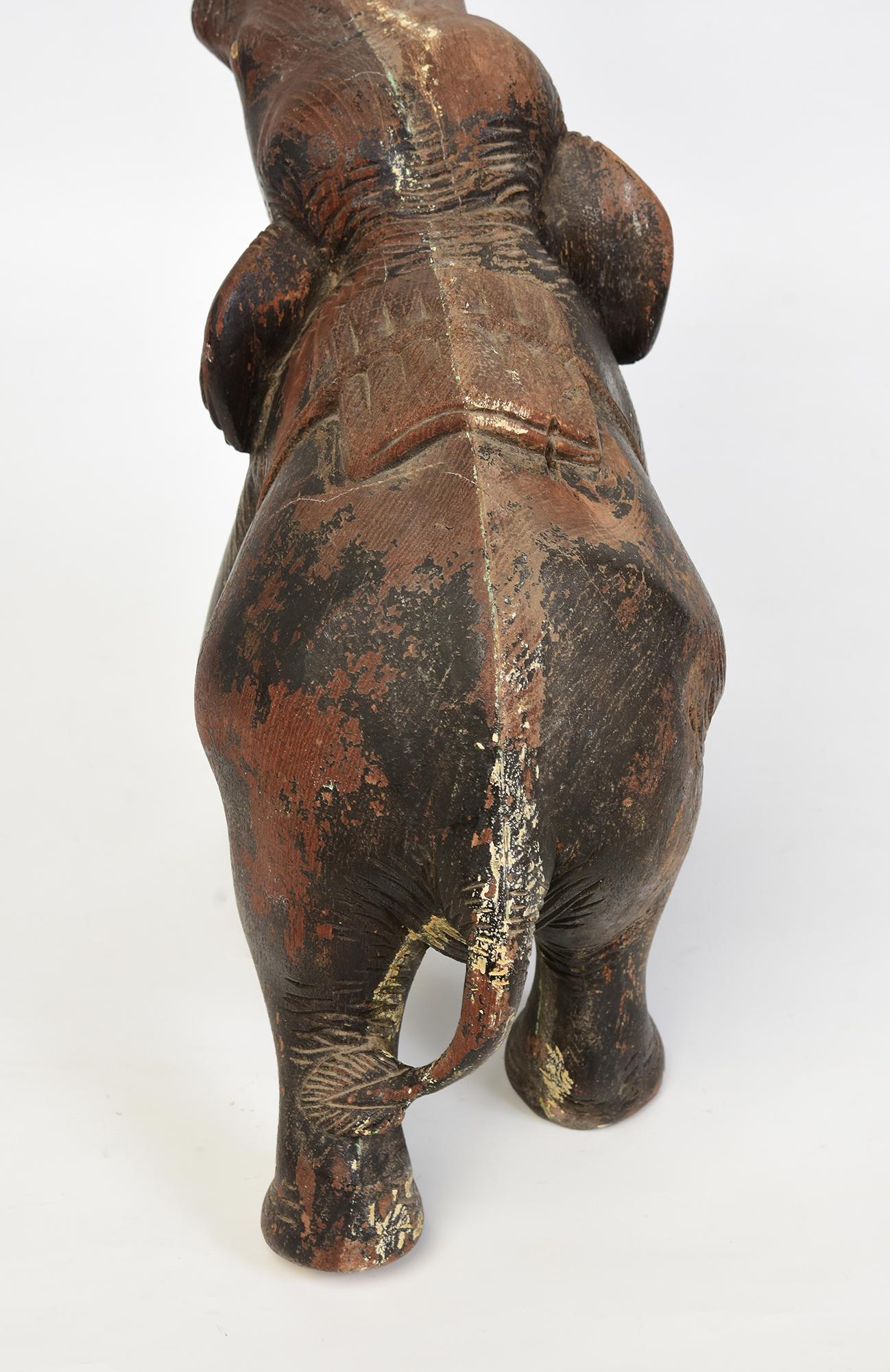 19th Century, Antique Burmese Wooden Animal Elephant For Sale 4