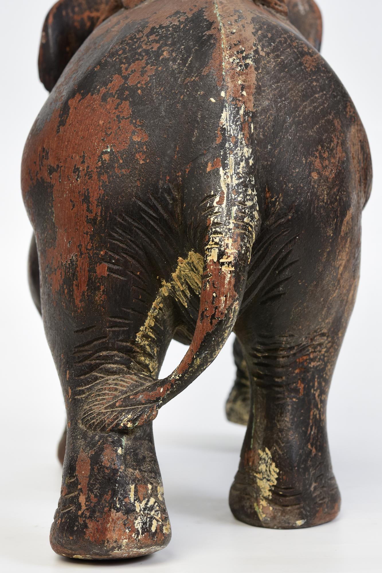 19th Century, Antique Burmese Wooden Animal Elephant For Sale 5
