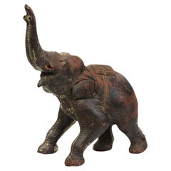 19th Century, Antique Burmese Wooden Animal Elephant