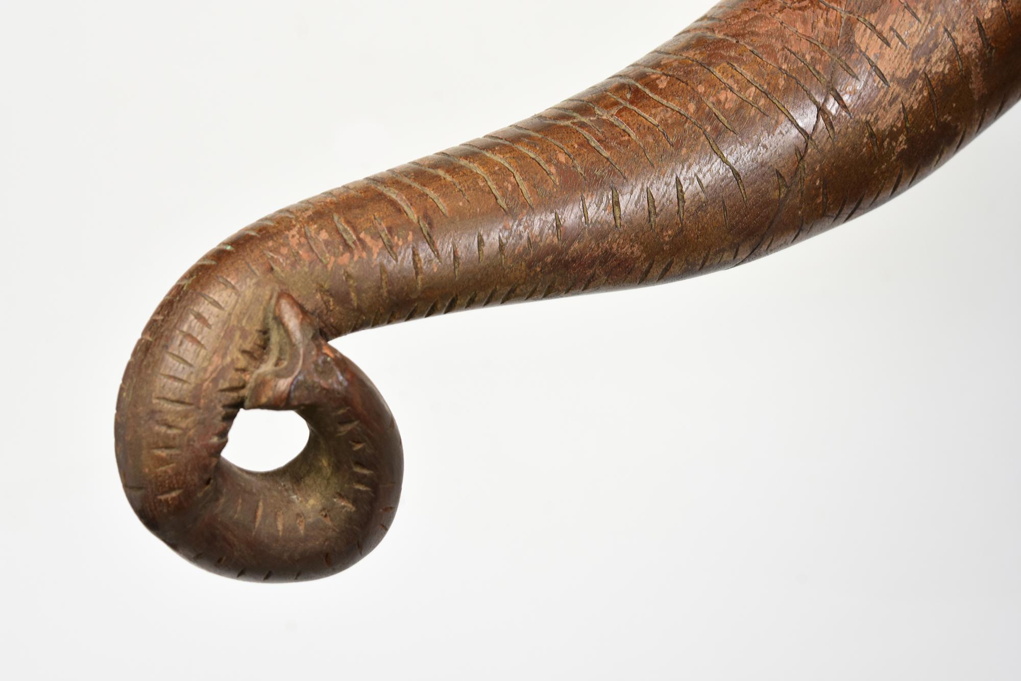 19th Century, Antique Burmese Wooden Animal Elephant Head with Stand For Sale 2