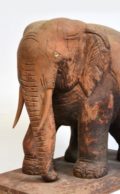 19th Century, Antique Burmese Wooden Elephant