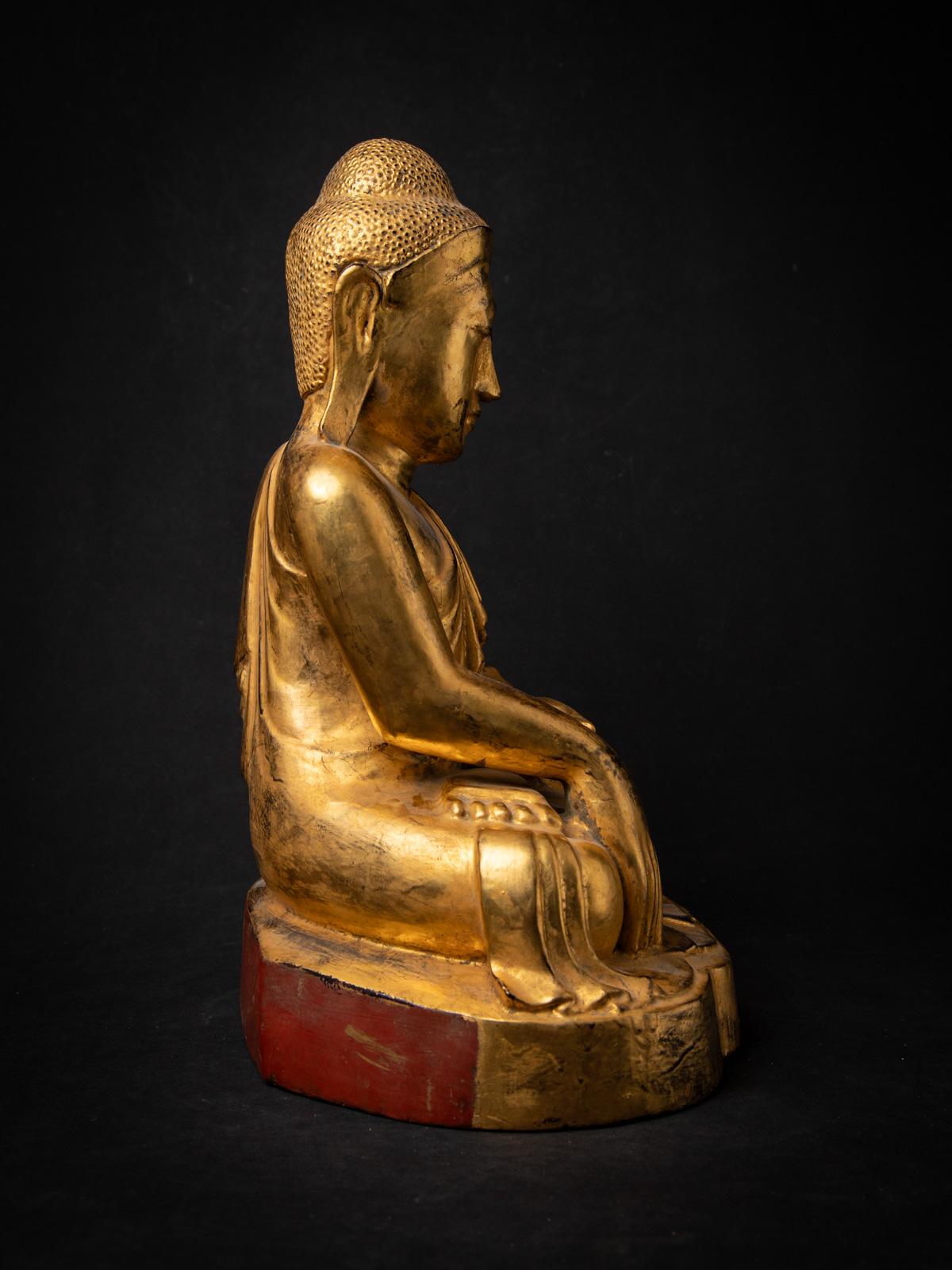 Antike burmesische Mandalay-Buddha-Statue aus Holz aus dem 19. Jahrhundert aus Burma im Angebot 14