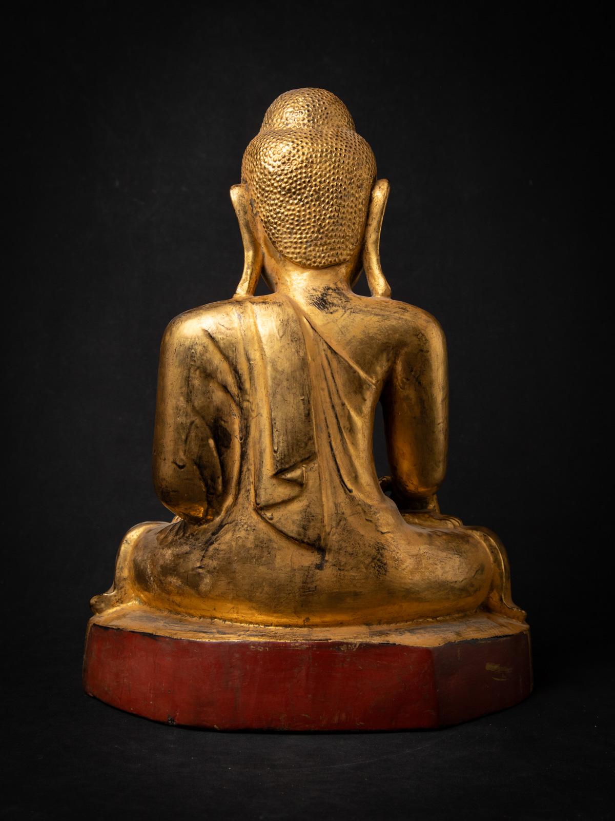 Antike burmesische Mandalay-Buddha-Statue aus Holz aus dem 19. Jahrhundert aus Burma im Angebot 15