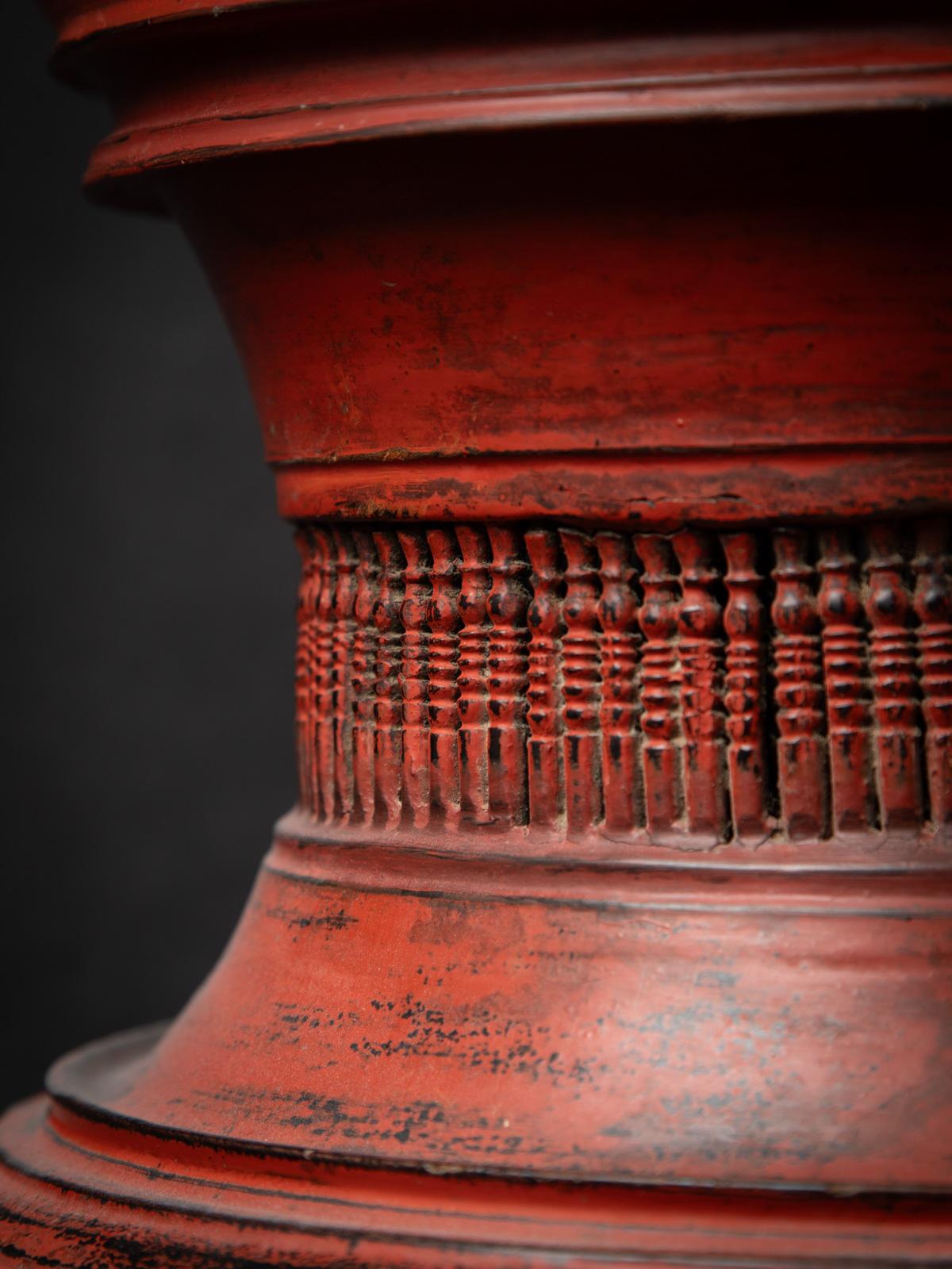 19th century Antique Burmese wooden offering vessel from Burma For Sale 9