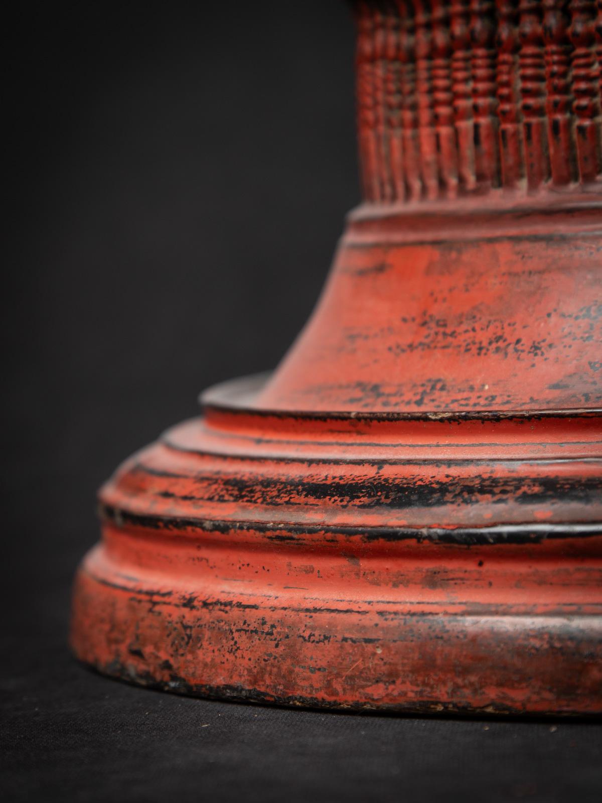 19th century Antique Burmese wooden offering vessel from Burma For Sale 10