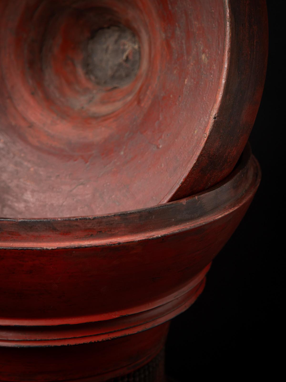 19th century Antique Burmese wooden offering vessel from Burma For Sale 13