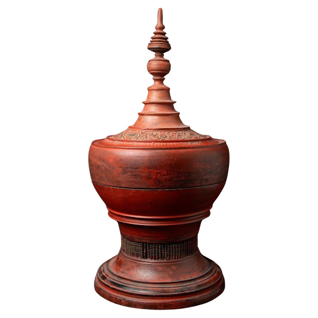 19th century Antique Burmese wooden offering vessel from Burma