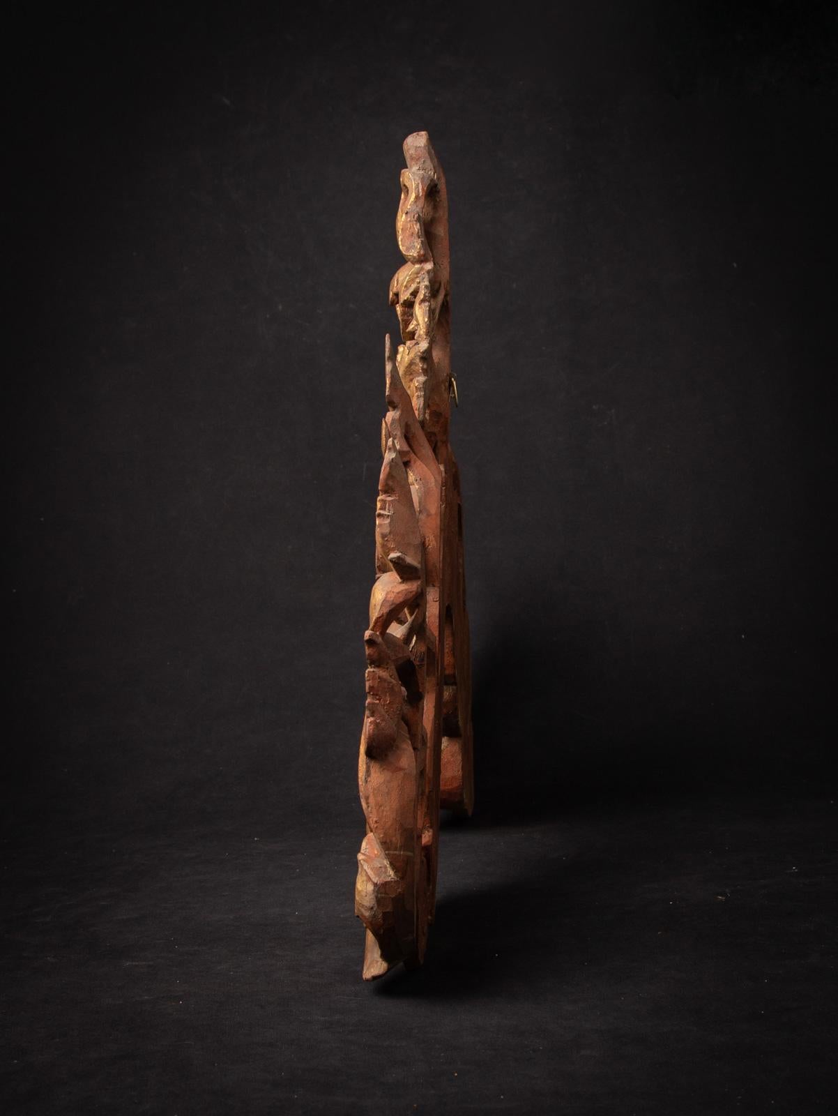 Antico pannello di legno del tempio birmano del XIX secolo in vendita 10