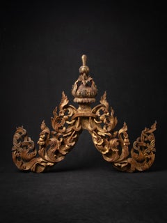 19th century Antique Burmese wooden temple panel from Burma