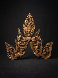19th century Antique Burmese wooden temple panel from Burma